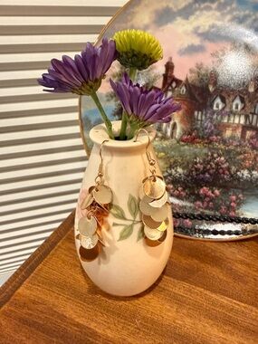 Gold Disc Waterfall Drop Earrings